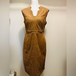 Elegant coffee color Sleeveless Dress